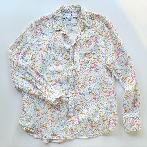 Frank & Eileen “Eileen” Italian Linen Floral Button Down Shirt *EUC* size M - Picture 7 of 15
